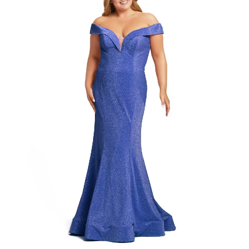 Mac Duggal Womens Plus Metallic Trumpet Evening Dress Tunics Summer linen