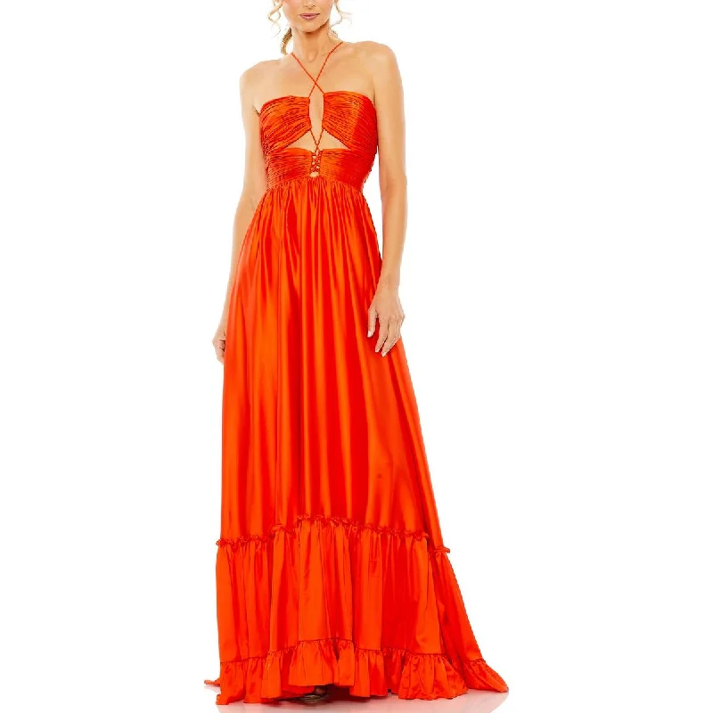 Mac Duggal Womens Satin Ruched Evening Dress Tunics Vintage classic