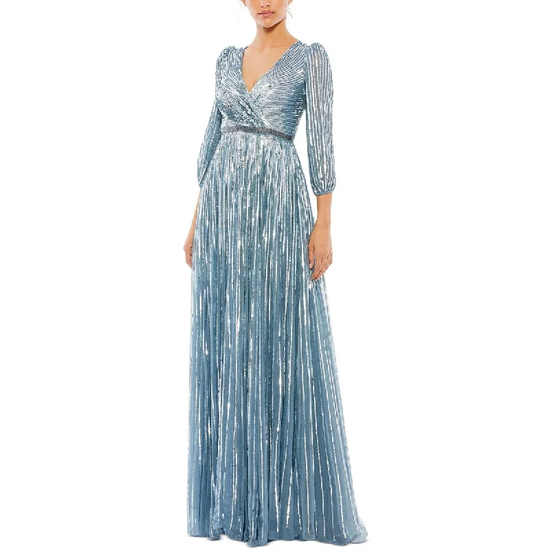Mac Duggal Womens Sequined Maxi Evening Dress Tunics Party sparkling