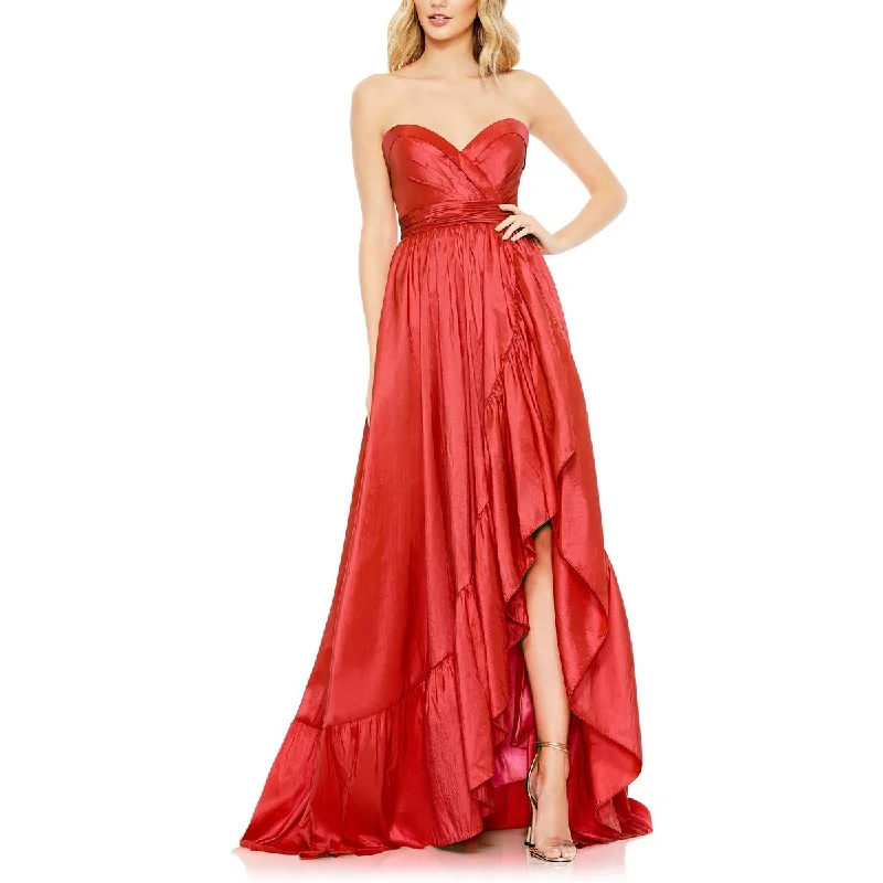 Mac Duggal Womens Shantung Strapless Evening Dress