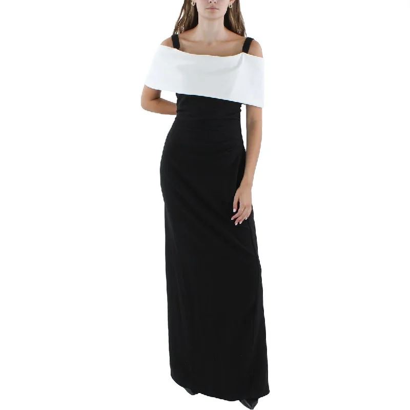 Marina Womens Colorblock  Evening Dress