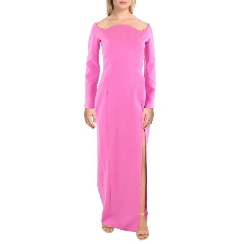 MÔNOT Womens Crepe Long Evening Dress