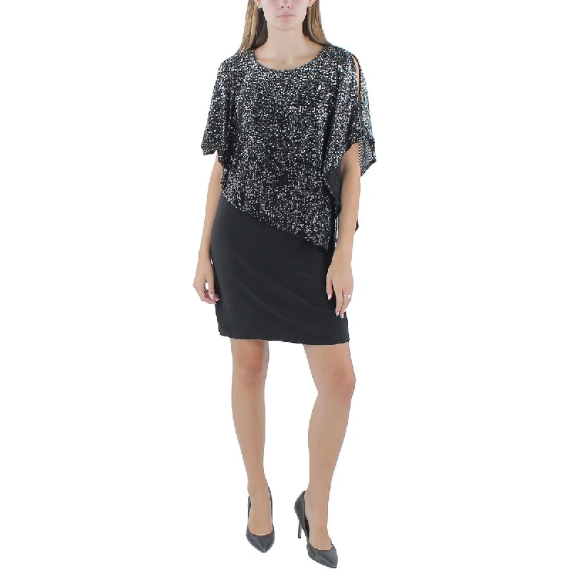MSK Womens Sequined Layered Cocktail And Party Dress Tunics Evening elegant