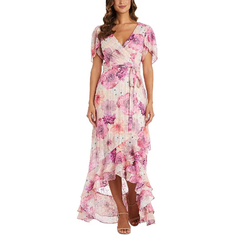 NW Nightway Womens Ruffled Long Evening Dress Tunics Sophisticated sleek