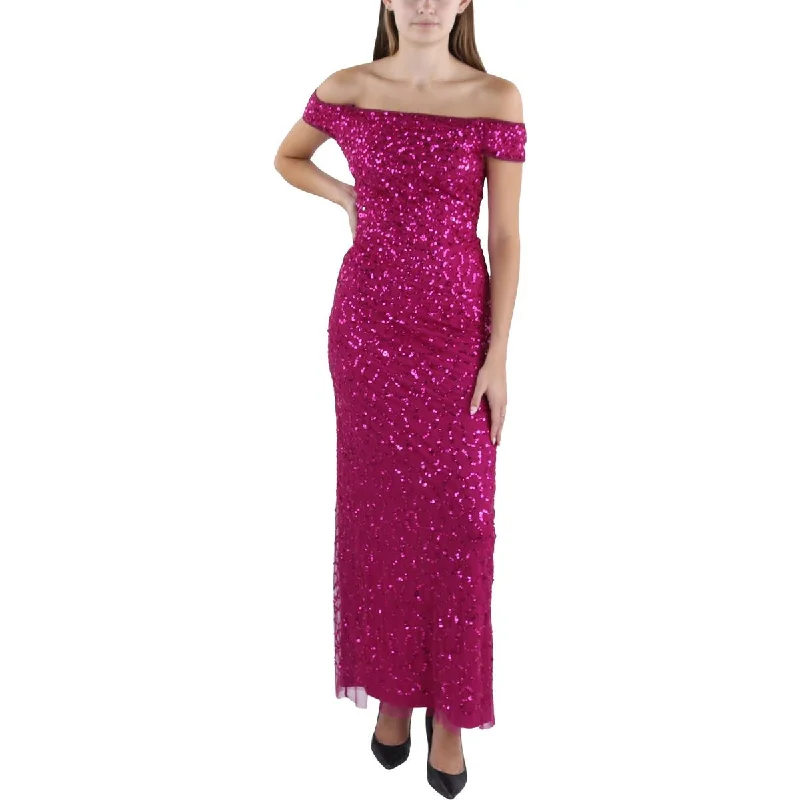 Papell Studio by Adrianna Papell Womens Sequined Long Evening Dress Tunics Chic elegant