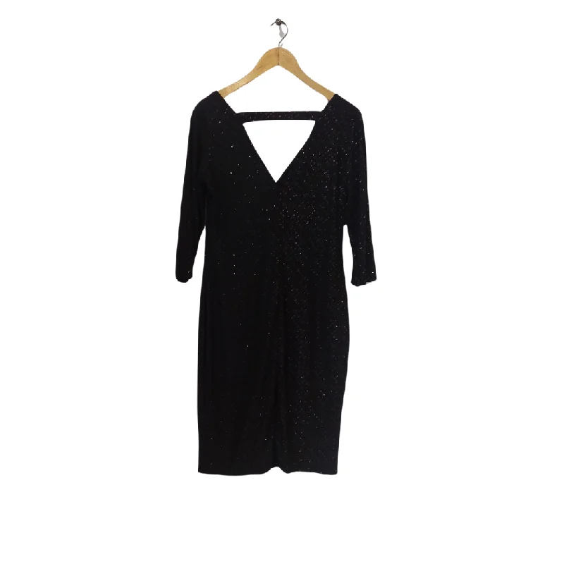 Quiz Black Shimmer Knee Length Dress | Gently Used |