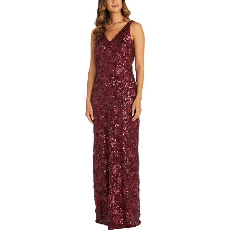 R&M Richards Womens Sequined Long Evening Dress