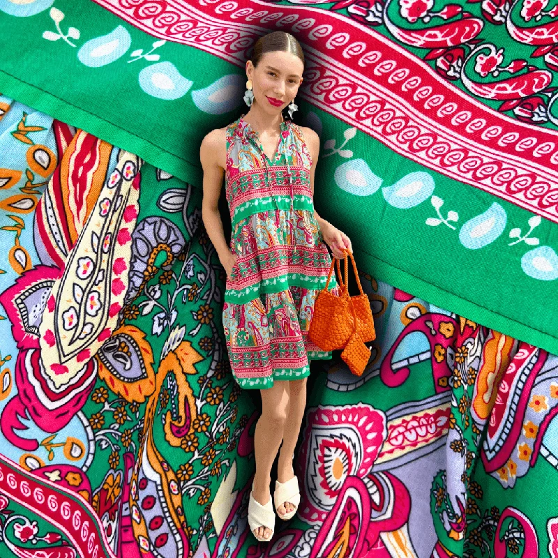 Paisley Border Print Dress