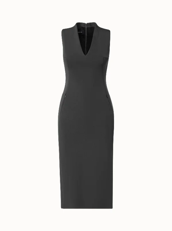 Wool Crêpe Double-Face Sheath Dress