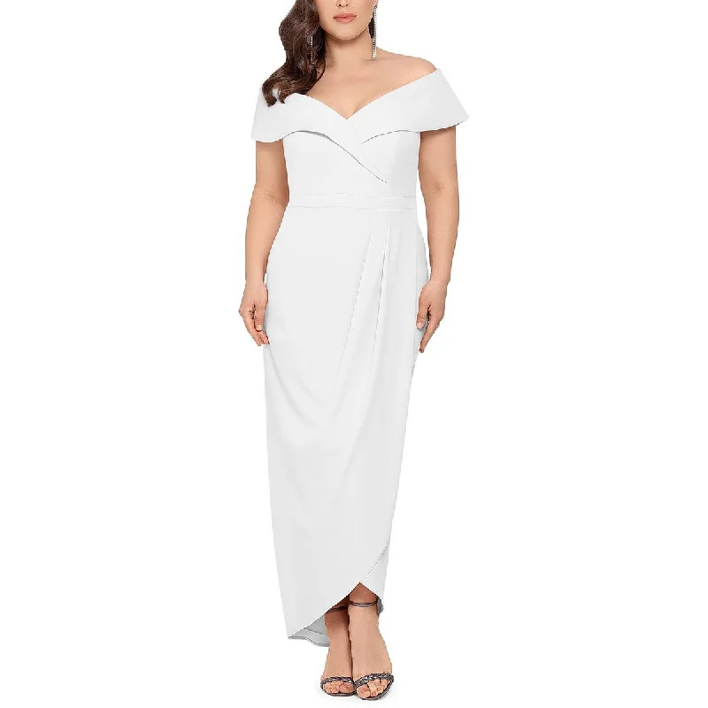 Xscape Womens Plus Off-The-Shoulder Maxi Evening Dress Tunics New arrival