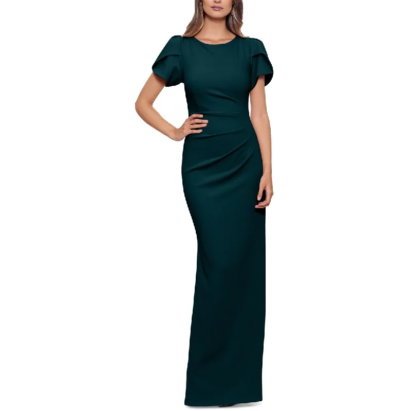 Xscape Womens Ruched Pleated Evening Dress