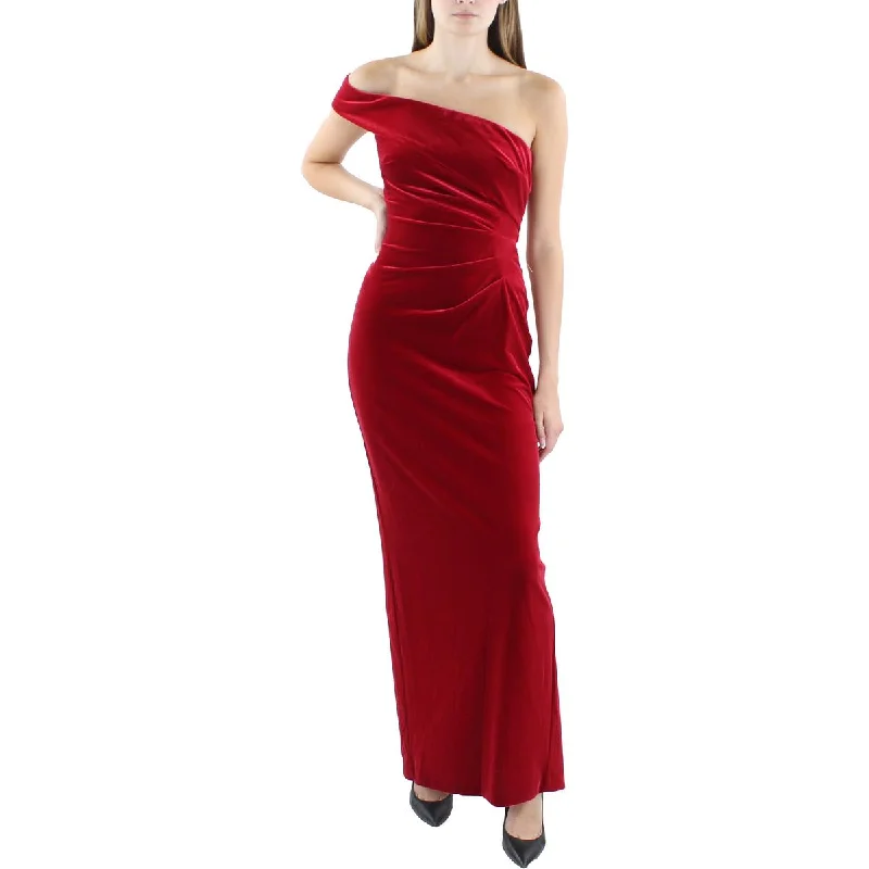 Xscape Womens Velvet Ruched Evening Dress