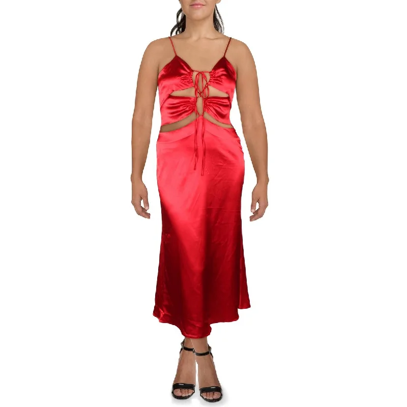 Yaura Womens Satin Lace-Up Evening Dress Tunics Essential wardrobe