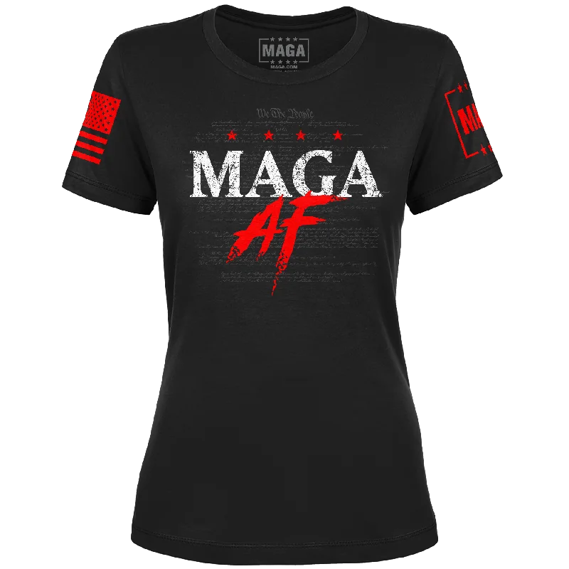 MAGA AF Ladies Tee Spandex Blend Rayon Blend Denim Blend