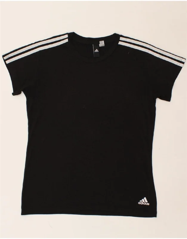 ADIDAS Womens T-Shirt Top UK 16/18 Large Black Mesh Canvas Denim