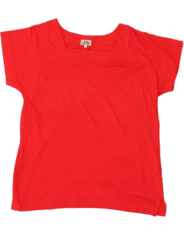 ALBA FORNARI Womens T-Shirt Top UK 14 Large Red Cotton