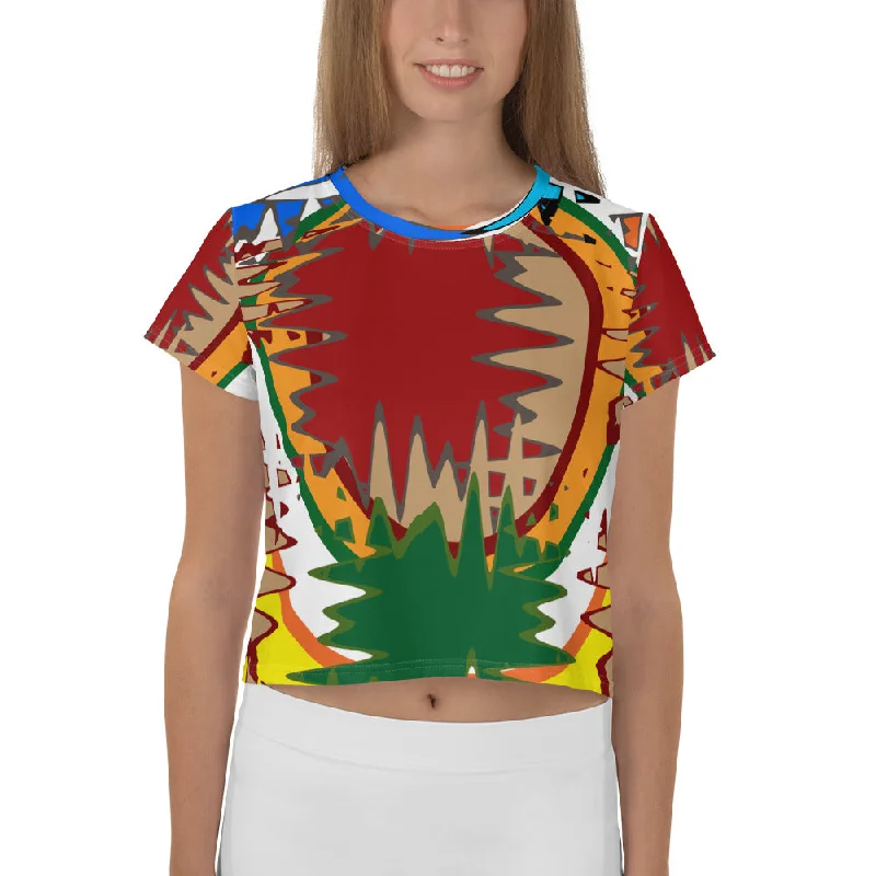 All-Over Print Crop Tee Graphic Embroidered Appliqued