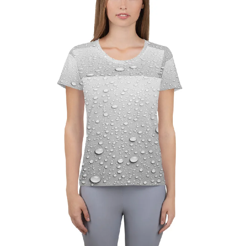 All-Over Print Women's Athletic T-shirt Welt Pockets Slit Pockets
