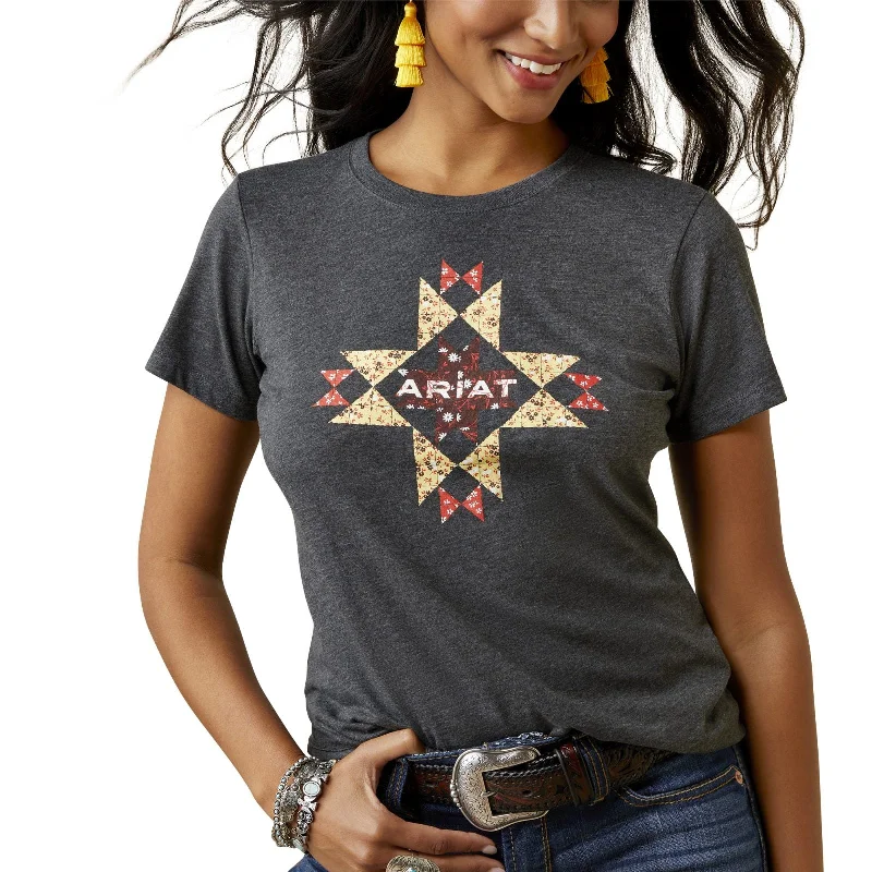 Ariat Quilt Logo T-Shirt Terry Blend Velvet Blend Canvas Blend
