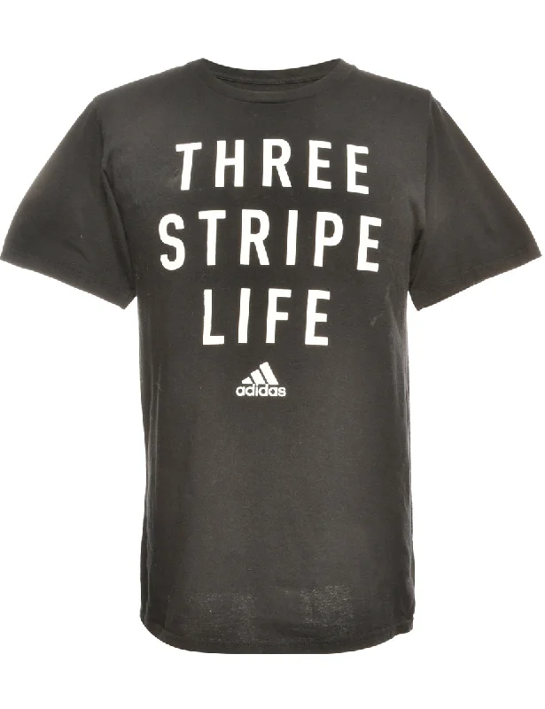 Black Adidas Printed T-shirt - M Knit Fabric Woven Fabric Fleece Fabric