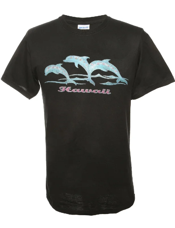 Black Animal T-shirt - L Fitted T-Shirt Seamless Stretchy
