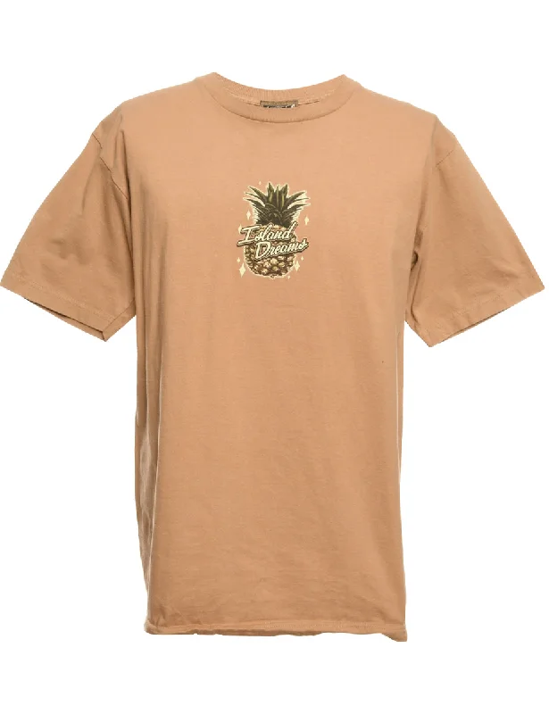 Brown Printed T-shirt - L