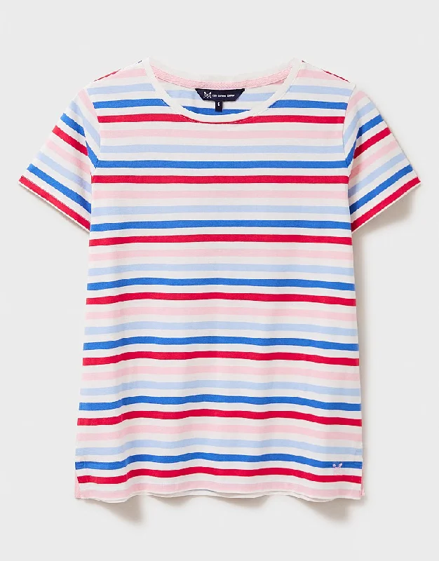 Crew Clothing Ladies Breton T-Shirt Mesh Blend Leather Blend Suede Blend