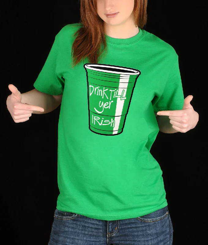 Drink Till Yer Irish Green Cup Girl's T-Shirt Machine Wash Dry Clean Hand Wash