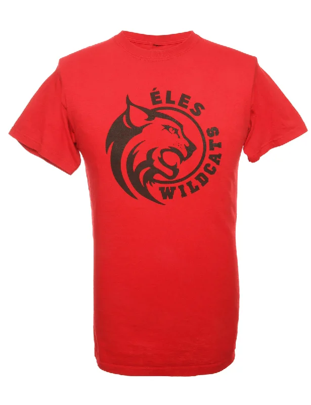 Eles Wildcats Football Sports T-shirt - L Iron Safe Non-Iron Wrinkle Free