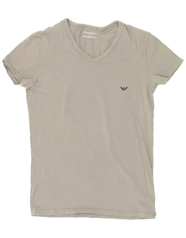 EMPORIO ARMANI Womens T-Shirt Top UK 12 Medium Grey Cotton