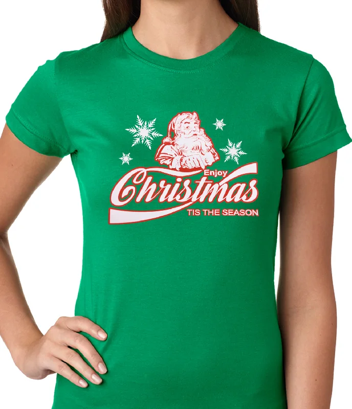 Enjoy Christmas Tis The Season Ladies T-shirt Satin Blend Silk Blend Wool Blend
