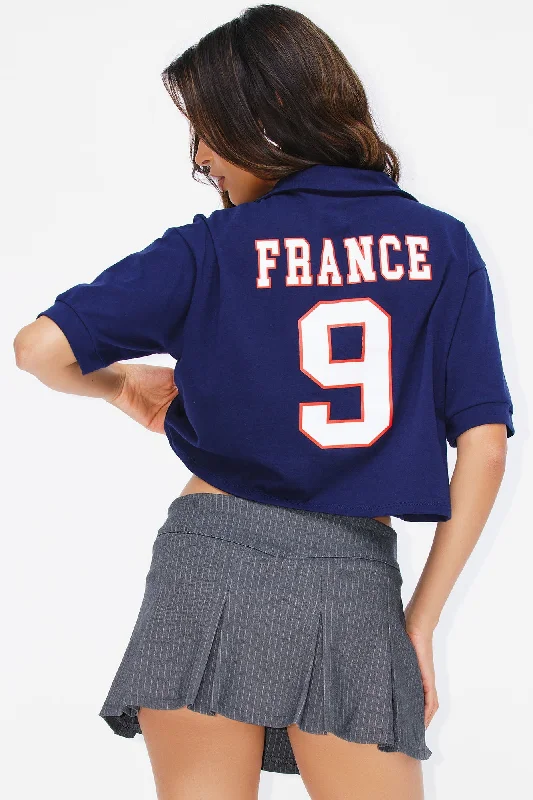 Finest In France Polo Tee - Navy Mesh Canvas Denim