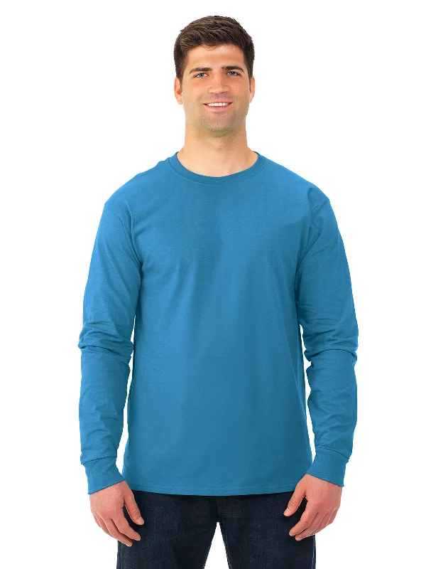 Fruit Of The Loom Adult HD Cotton Long Sleeve Crew T-Shirt Basic T-Shirt Crew Neck Short Sleeve