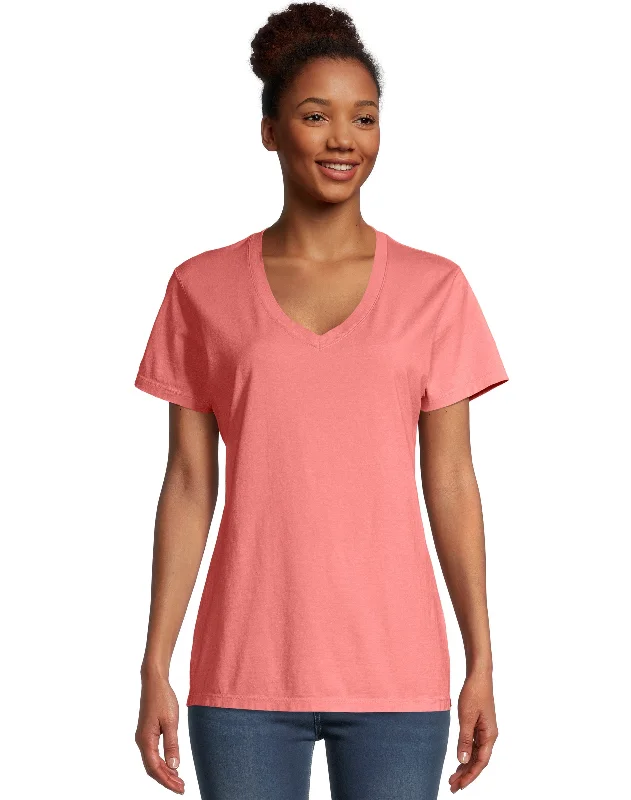 Hanes Women's ComfortWash® V-Neck Tee Collared Crew Neck Turtle Neck