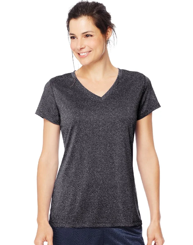 Hanes Womens Sport Heathered Performance V-Neck Tee