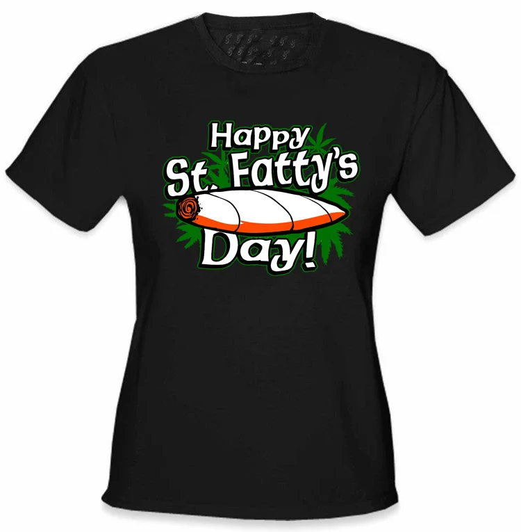 Happy St. Fatty's Day Girl's T-Shirt Mesh Blend Leather Blend Suede Blend