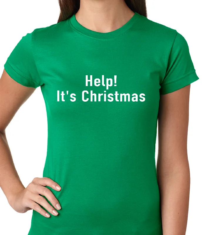 Help! It's Christmas Funny Holiday Ladies T-shirt Rayon Velvet Corduroy