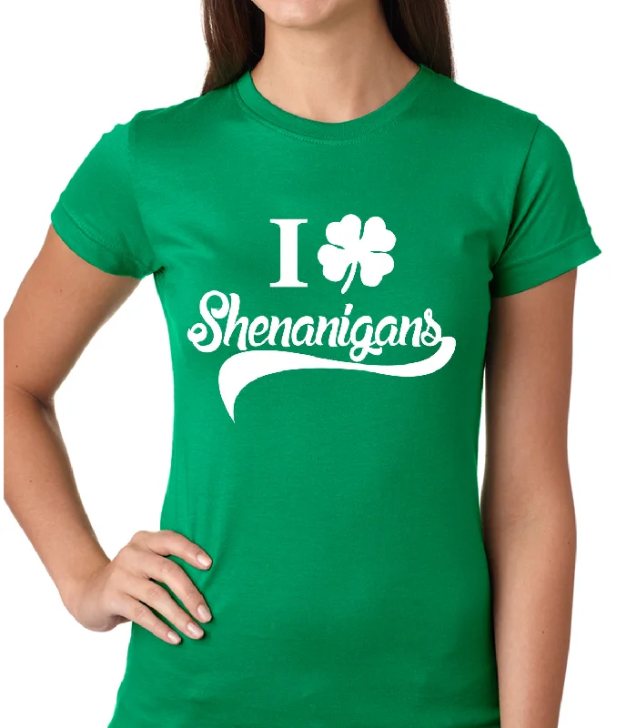 I Clover Shenanigans Funny St Patricks Day Girls T-shirt Houndstooth Herringbone Solid I Clover Shenanigans Funny St Patricks Day Girls T-shirt Houndstooth Herringbone Solid