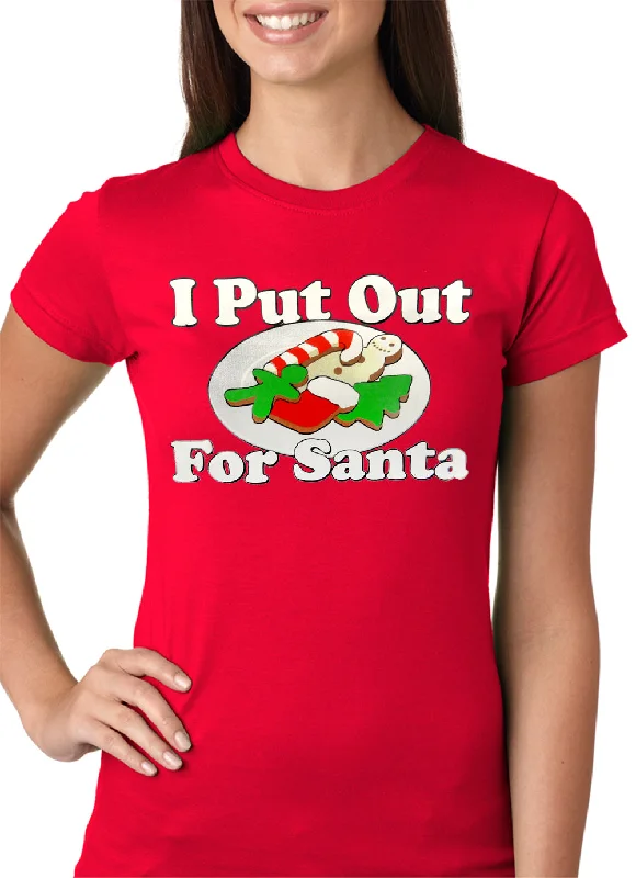 I Put Out For Santa Funny Girls T-shirt Satin Fabric Silk Fabric Chiffon Fabric
