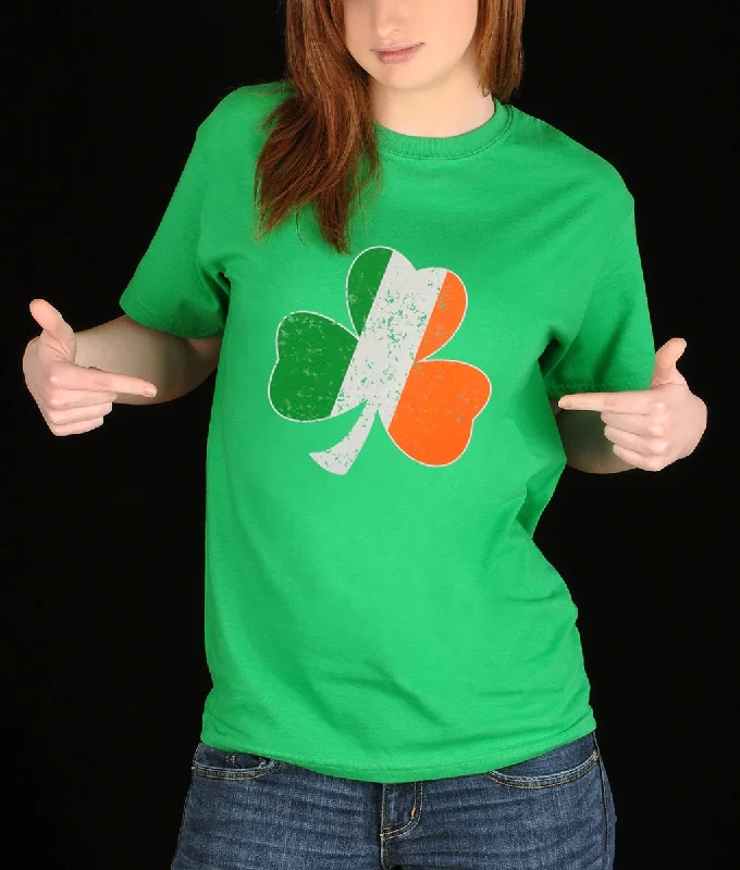 Irish Colors Vintage Distressed Shamrock Girl's T-Shirt Print Jacquard Patchwork