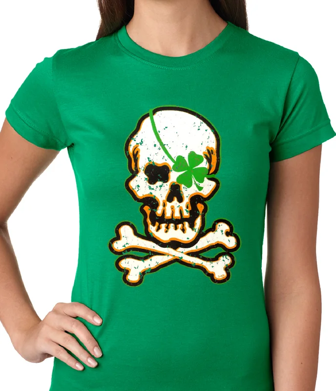 Irish Shamrock Skull and Crossbones Girls T-shirt