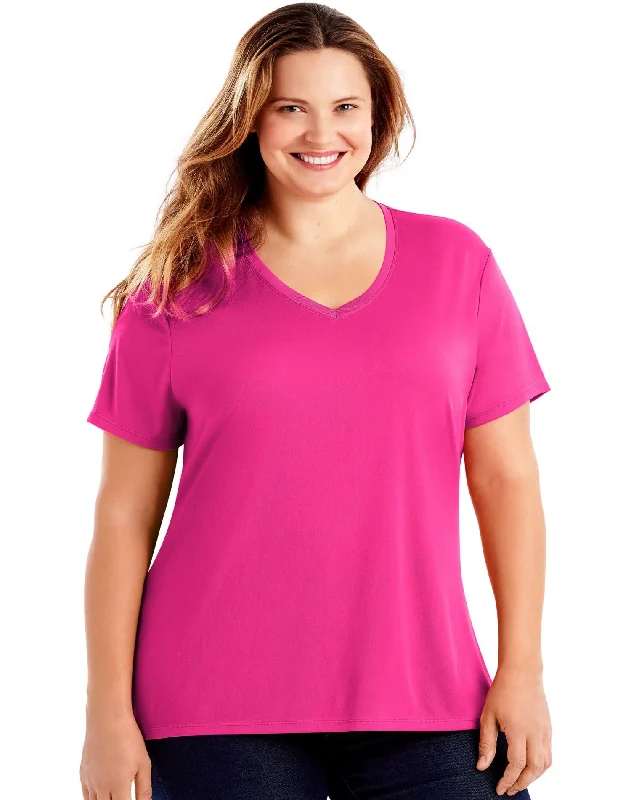 Just My Size Womens Cool DRI Short-Sleeve V-Neck Tee Chenille Blend Fleece Blend Nylon Blend