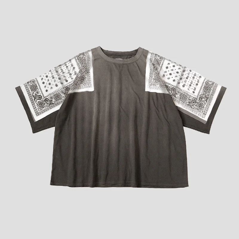 SEE-THROUGH BANDANA SLEEVE OVERSIZED T-SHIRTS Lace Blend Ribbed Blend Corduroy Blend