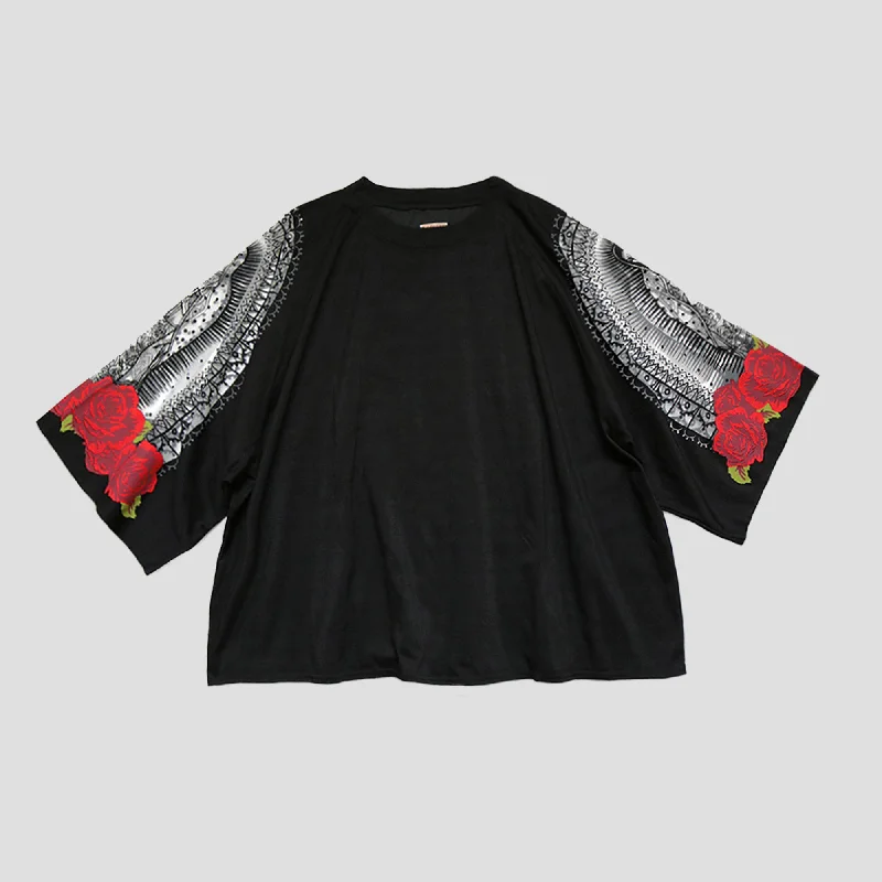 SEE-THROUGH VIRGIN MARY SLEEVE OVERSIZED T-SHIRTS Boxy Fit Fitted Loose