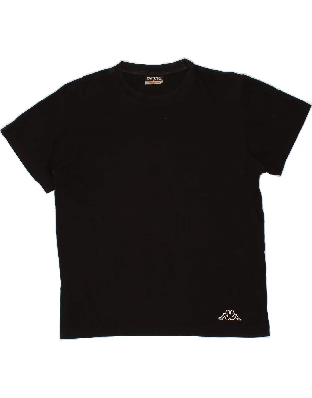 KAPPA Womens T-Shirt Top Medium Black Cotton Cotton Fabric Linen Fabric Terry Fabric