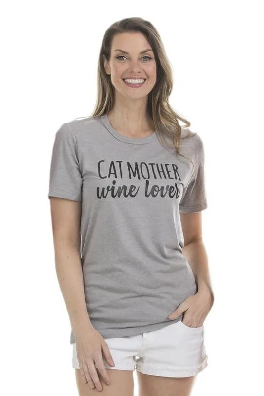Cat Mother Wine Lover T-Shirts Seamless Knitted Crochet