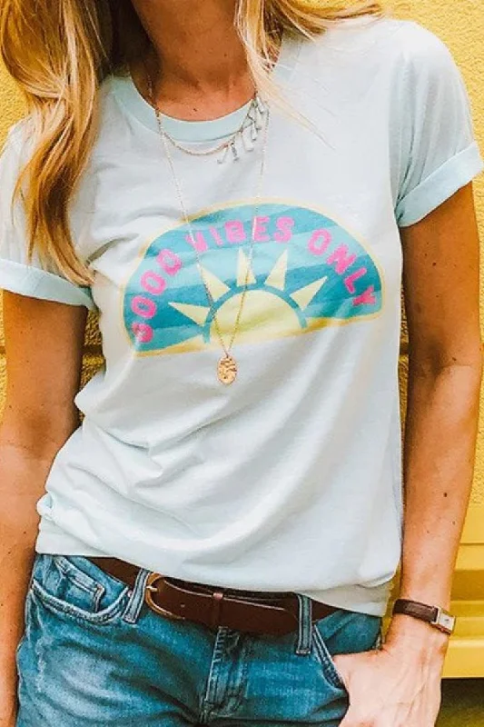 Good Vibes Only T-Shirts Mesh Blend Leather Blend Suede Blend
