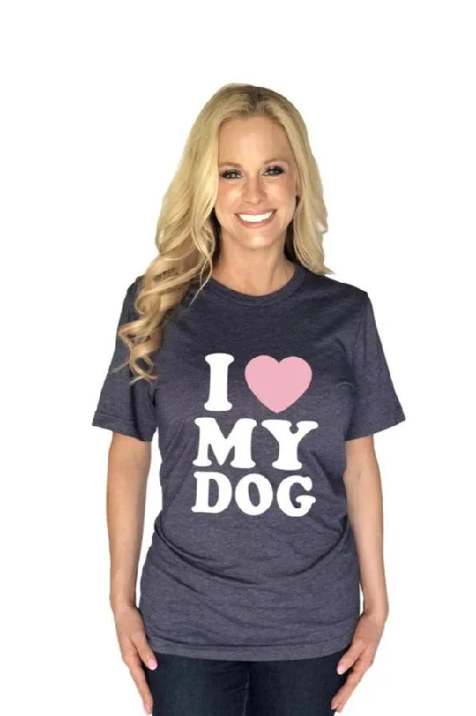 I Love My Dog T-Shirts Beaded Sequined Faux Fur