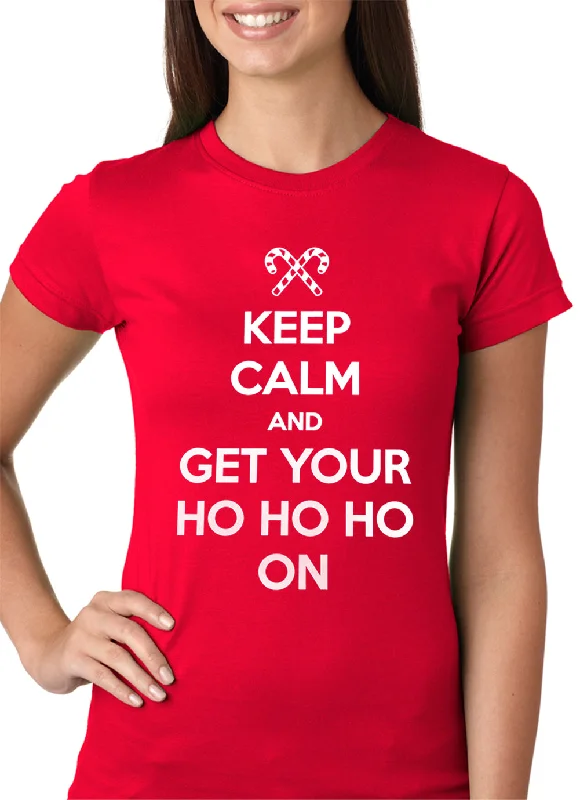 Keep Calm and Get Your HO HO HO On Girls T-shirt Anti-Pilling Machine Wash Handmade