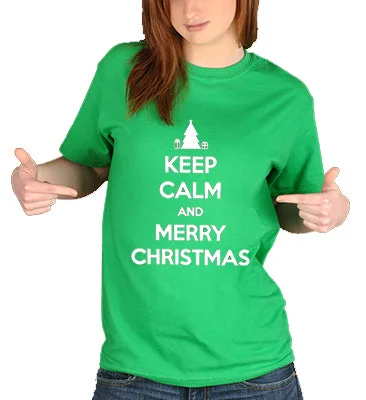 Keep Calm And Merry Christmas Girl's T-Shirt Plaid T-Shirt Polka Dot Checkered